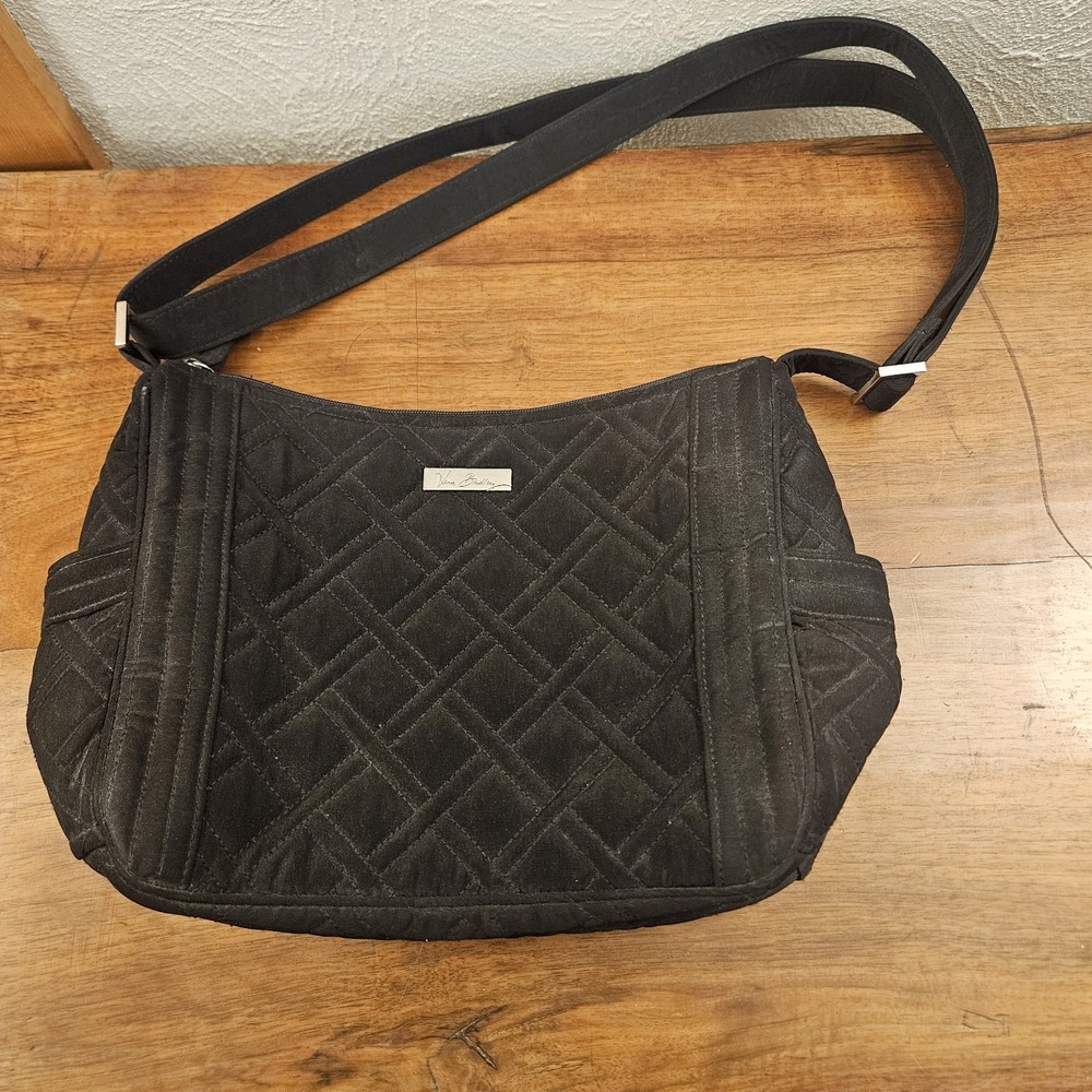 Vera Bradley Crossbody Black Quilted Shoulder Bag Purse Adjustable Strap
